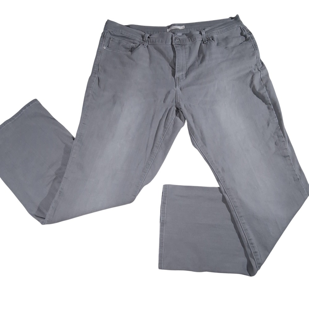 Levis 505 Straight Leg Jeans Gray Denim Pants Womens 33x32 (Fits 38x30) Stretchy